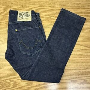 True Religion Men's Dark Indigo Straight Jeans